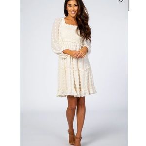 Pinkblush Swiss dot long sleeve dress nwot